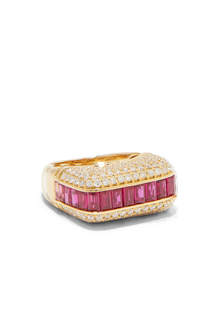 Empress Ring, 18k Yellow Gold with Diamonds & Rubies